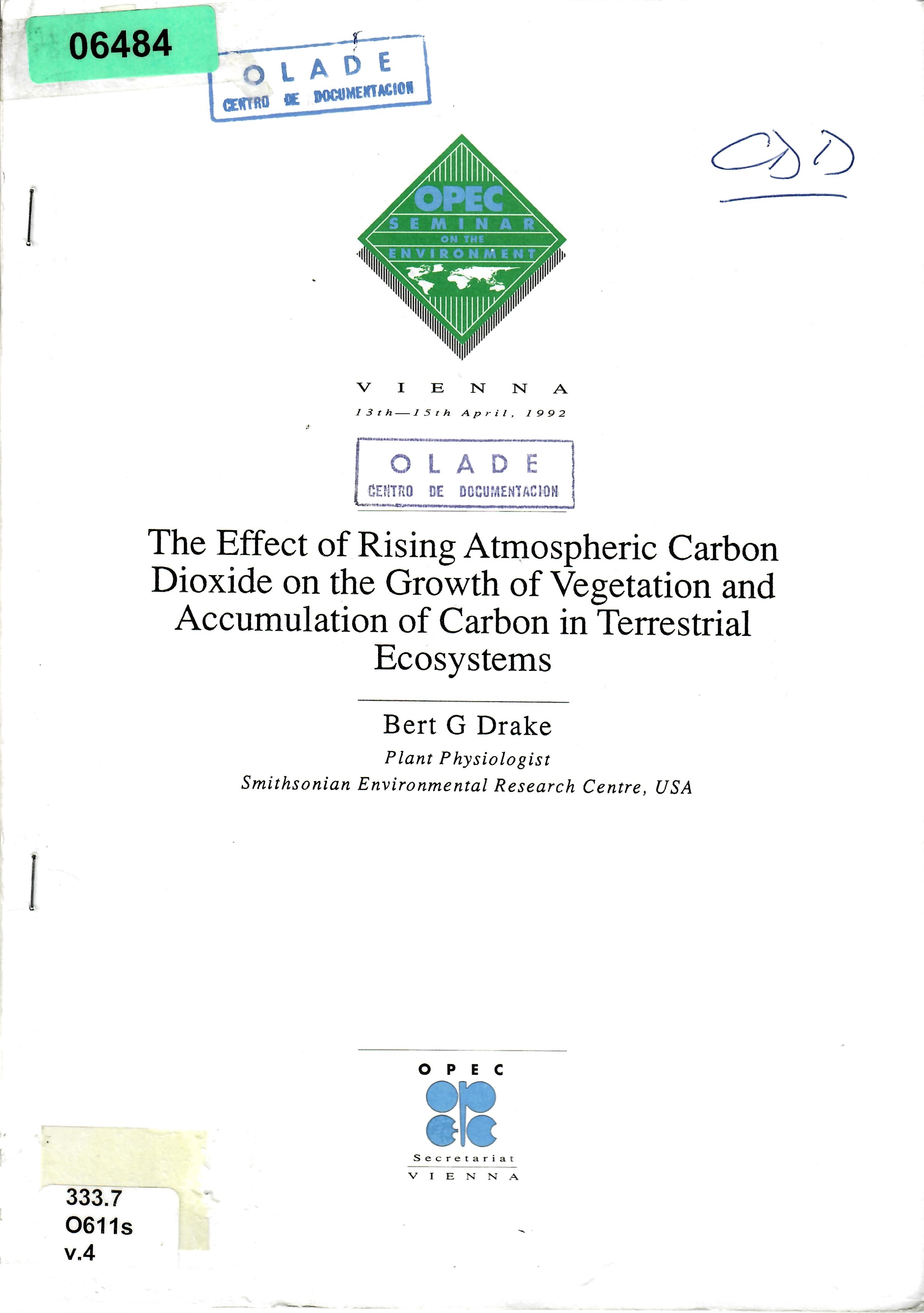 The Effect of Rising Atmospheric Carbon Dioxide on the Growth of Vegetation and Accumulation of Carbon in Terrestrial Ecosystems