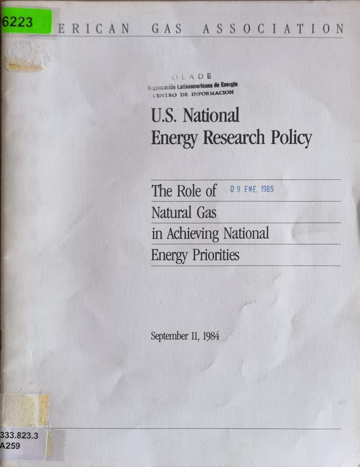 U.S. National Energy Research Policy: The Role of Natural Gas in Achieving National Energy Priorities