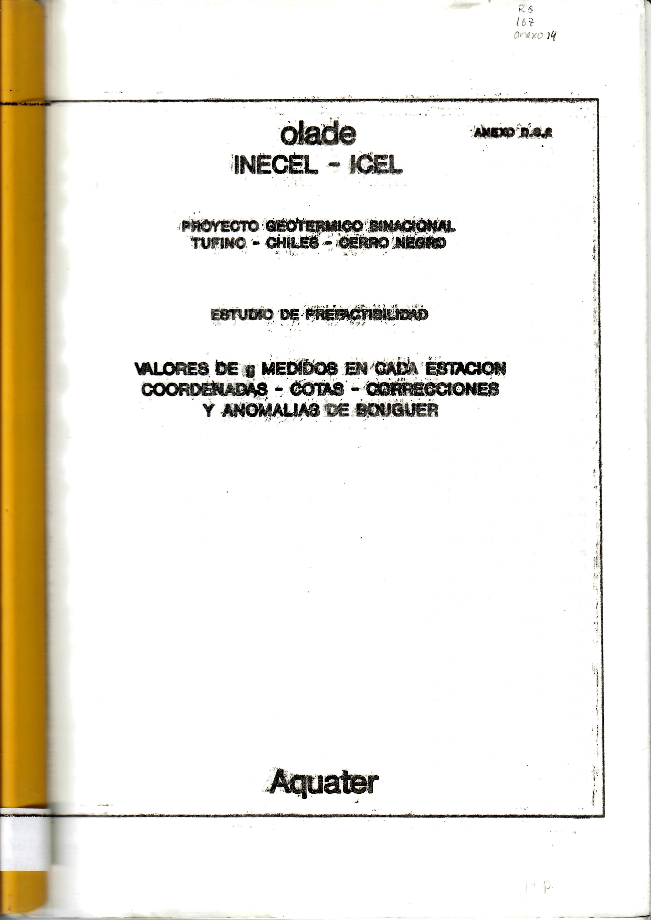 VALORES DE MEDIDOS EN CADA ESTACION  COORDENADAS - COTAS - CORRECCIONES Y ANOMALIAS DE BOUGUER