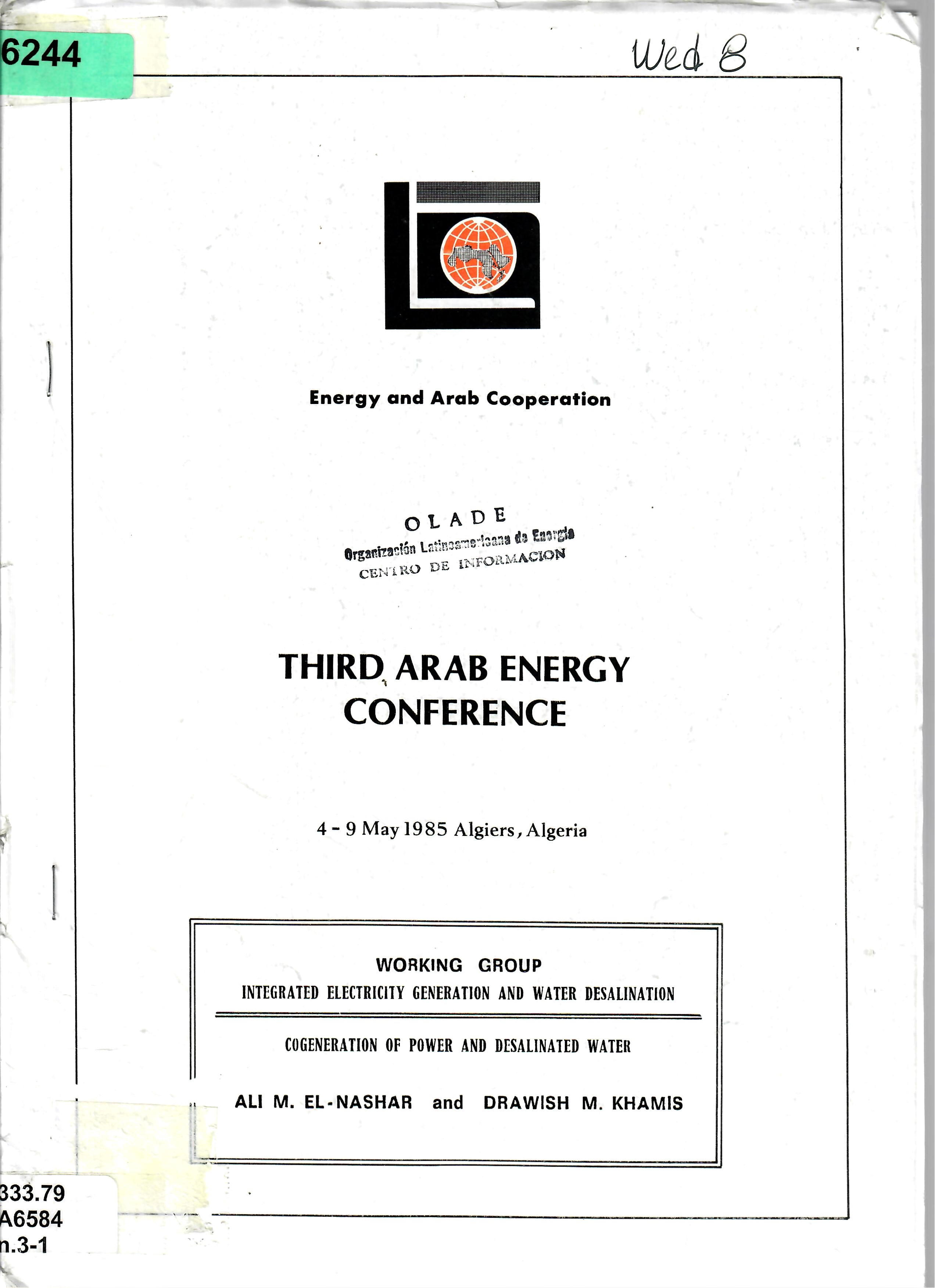 WORKING GROUP INTEGRATED ELECTRICITY GENERATION AND WATER DESALINATION COGENERATION OF POWER AND DESALINATED WATER