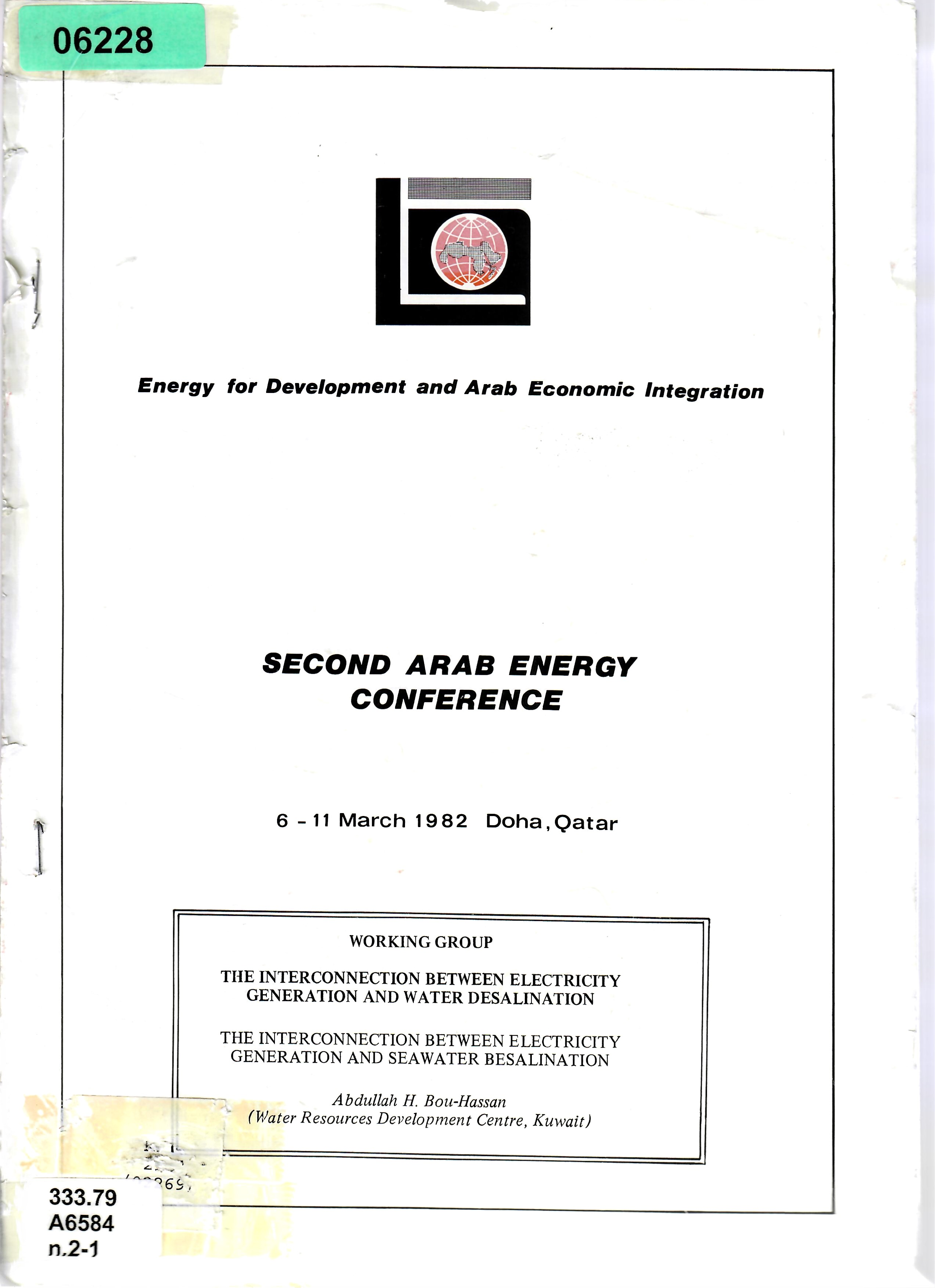 WORKING GROUP THE INTERCONNECTION BETWEEN ELECTRICITY GENERATION AND WATER DESALINATION THE INTERCONNECTION BETWEEN ELECTRICITY GENERATION AND SEAWATER BESALINATION