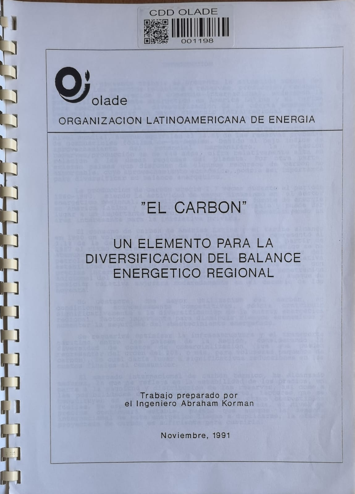 "EL CARBON" UN ELEMENTO PARA LA DIVERSIFICACION DEL BALANCE ENERGETICO REGIONAL